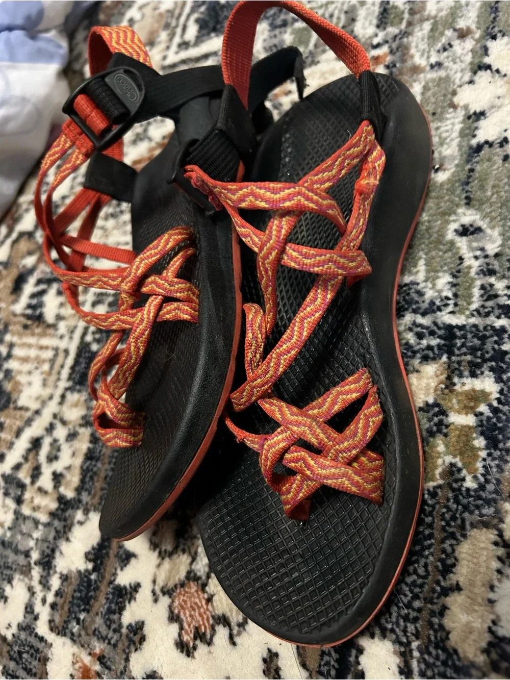 Chaco Women's Black Sandals with Orange Straps